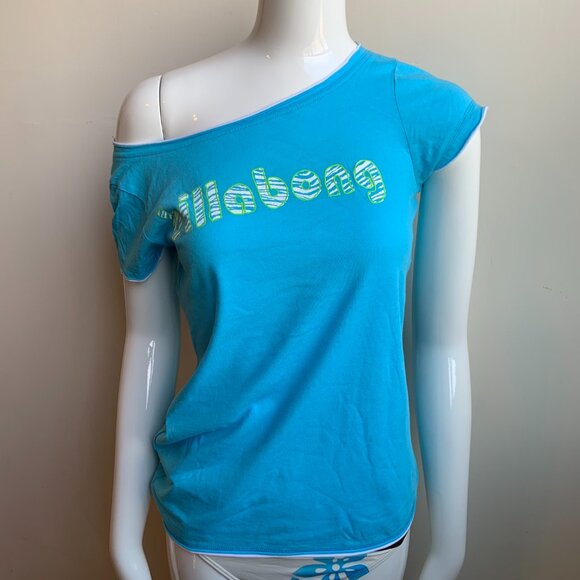 Billabong surf t-shirt blue zebra logo boat neck - Picture 5 of 5